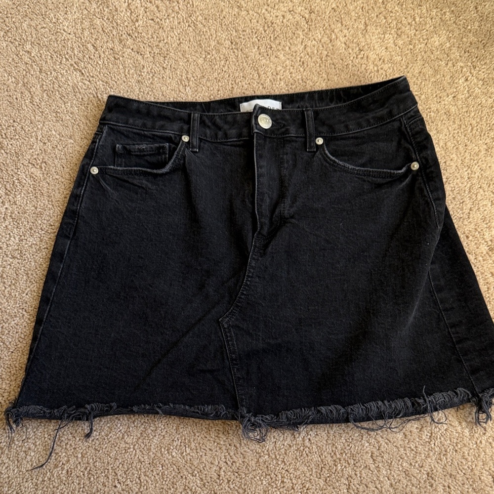 LOFT Black Frayed Hem Mini Skirt